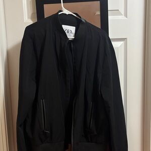 Zara Men's Classic Black Bomber Jacket